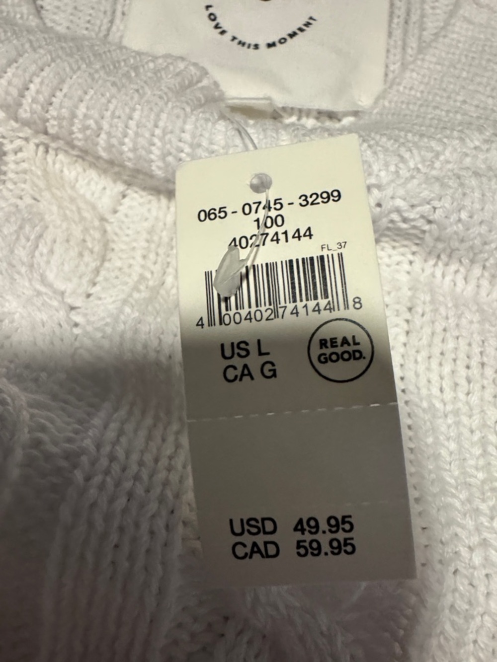 aerie White Cable-Knit Crewneck Sweater - Picture 3 of 3